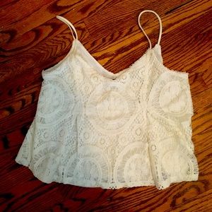 American Eagle Flowy Off-White Tank Top